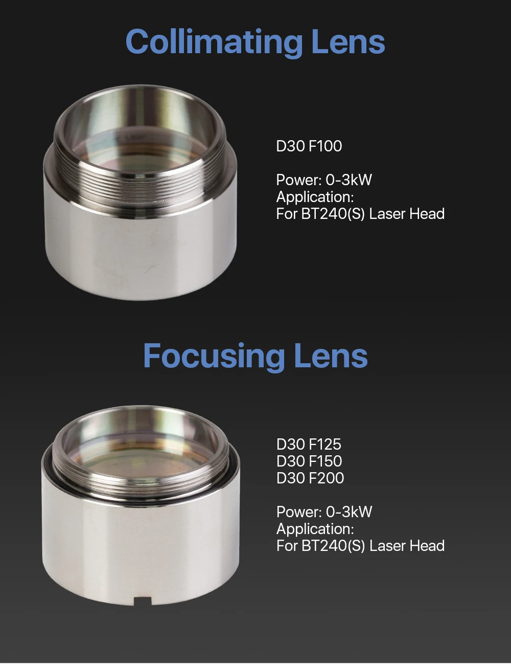 Cloudray BT240S Faser Laser Fokus Objektiv D30 F100 F125mm mit Objektiv Halter für Raytools Laser Schneiden Kopf BT240 BT240S 0-4KW – Detail 1