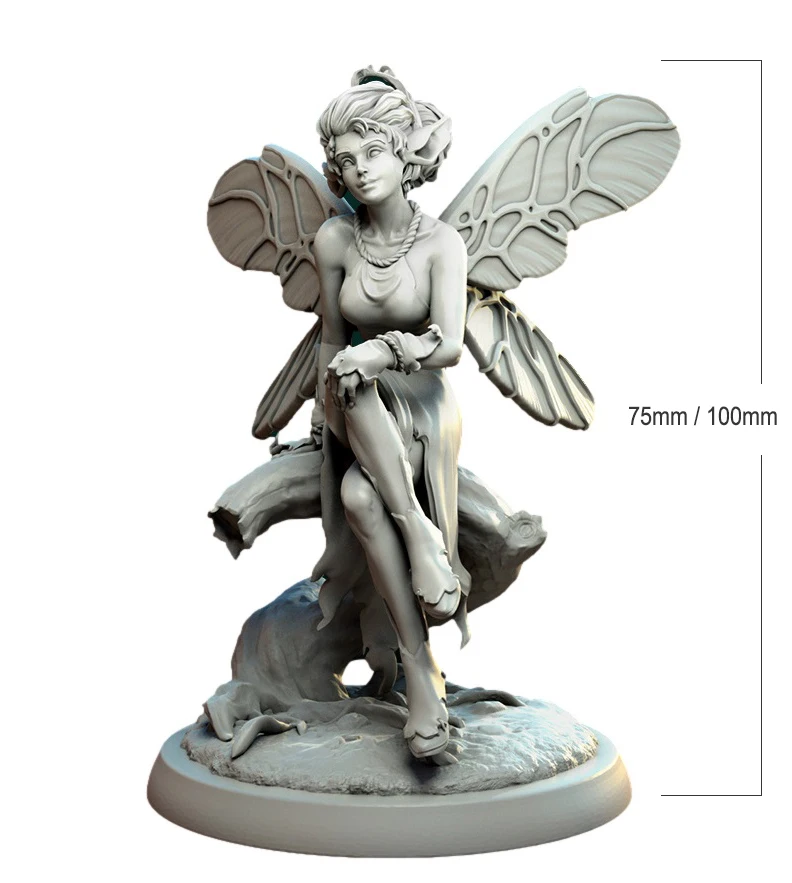 

1/24 75 мм 1/18 100 мм наборы моделей из смолы, фигурка феи-бабочки для девочек, неокрашенная, без цвета, RW-165