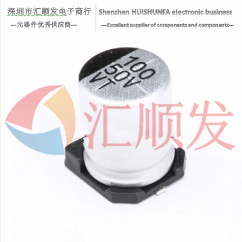 10 قطعة! 1! ‪‫SMD عالي الجودة الألومنيوم مُكثَّف كهربائيًا 50V 100 فائق التوهج حجم 8*10.5 مللي متر SMD SMD التحليل الكهربائي