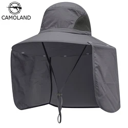 CAMOLAND 2 IN 1 di Estate UPF50 + Cappelli Da Sole Delle Donne del Mens Impermeabile di Pesca Cappello Con Collo Flap Cap Escursioni All'aperto Secchio cappello