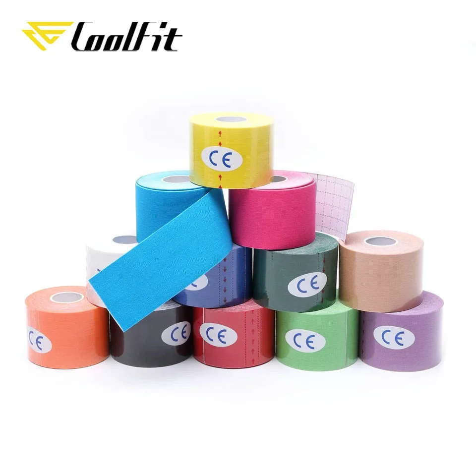 CoolFit Kinesiology Tape Muscle Bandage Sports Cotton Elastic Adhesive Strain Injury High Speed Tape Knee Muscle Pain Relief