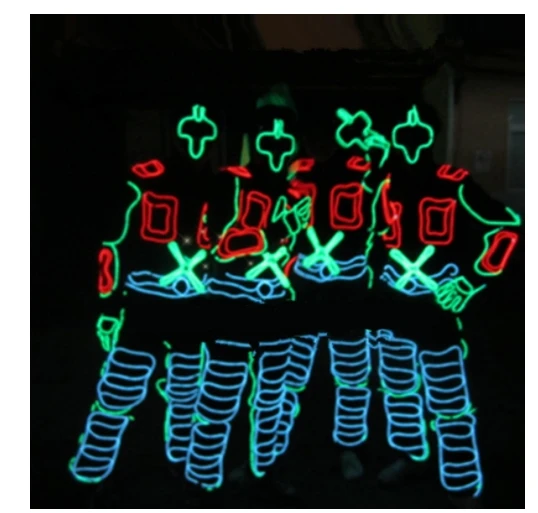 Party LED Tron Dance Stage Performance Costumes Clothing Costume Luminous Led EL Wire Dance Wear Fiber Optic Clothes