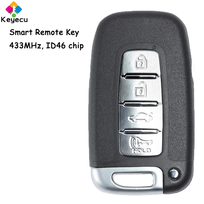 KEYECU Smart Remote Control Car Key With 4 Buttons 433MHz ID46 Chip Fob for Hyundai I30 IX35 Sonata Genesis Veloster Equus