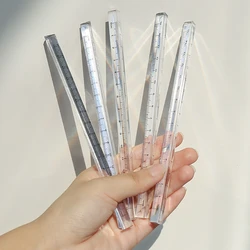 0-15cm Transparent Straight Ruler Students Stationery Simple Triangular Rulers Kids Scale on Both Sides Acrylic Measuring Tools