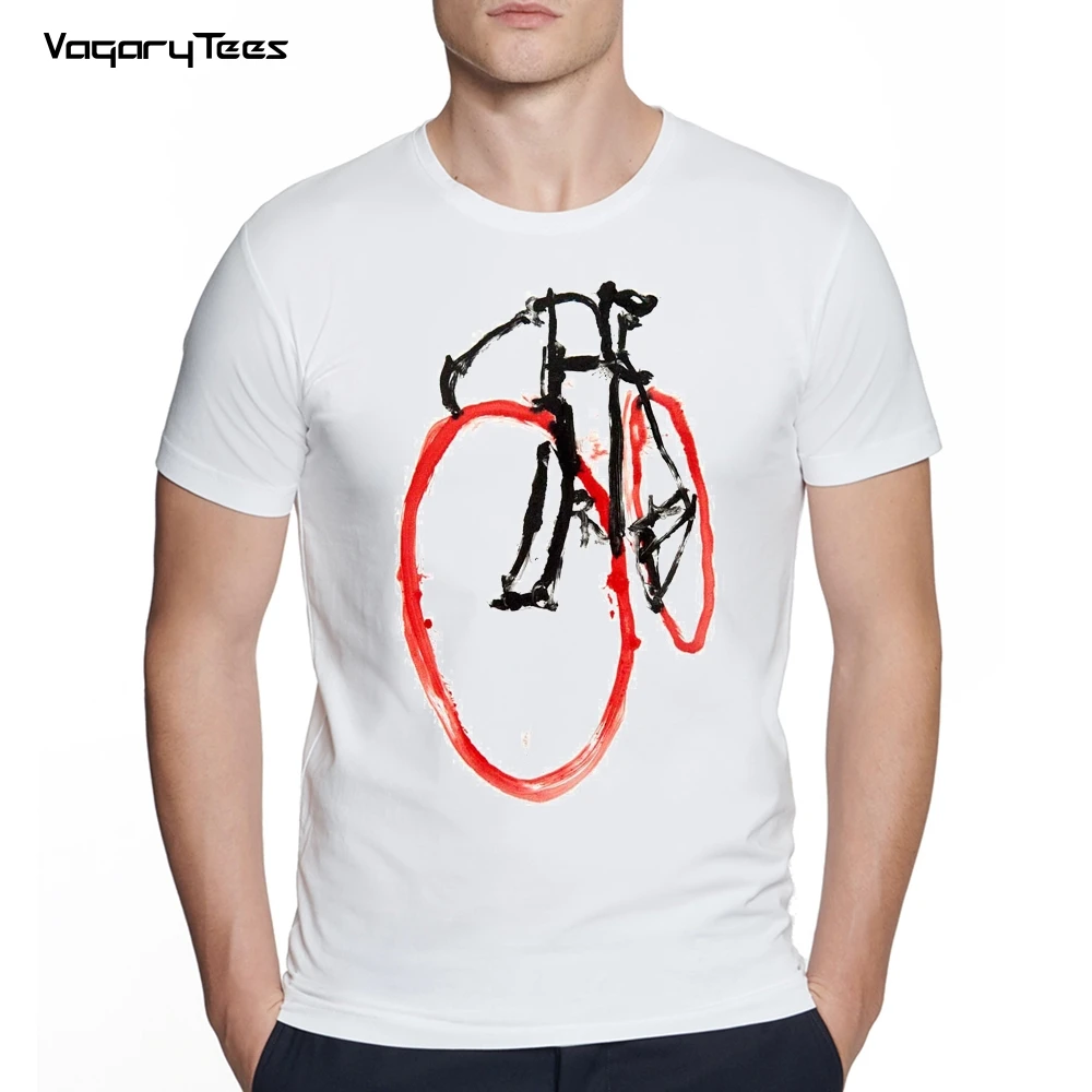 Men's Creative cycling Lover Fixed Gear Bike Classic Mystery Bike Prints Print Short Sleeve T-Shirt Hipster Design Top Tees