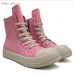 High Street Brand R0 High Top Board Shoes  Sneakers Mens Pink Leather CasualShoes Men's Sneakers Men's Shoes Women Shoes