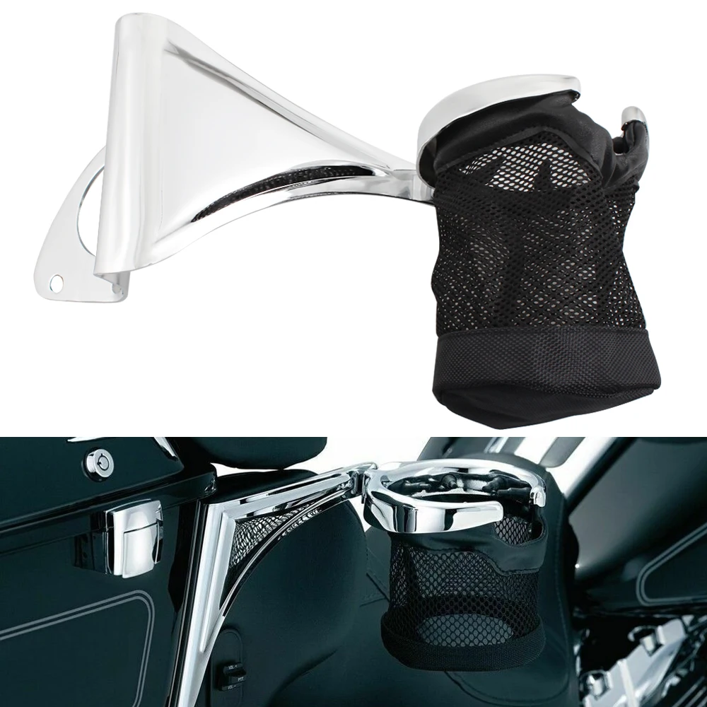 Motorcycle Drink Cup Holder Rear Passenger Cup Bottle Holder For Harley Touring Road Glide Electra Glide CVO Ultra 2014-2020