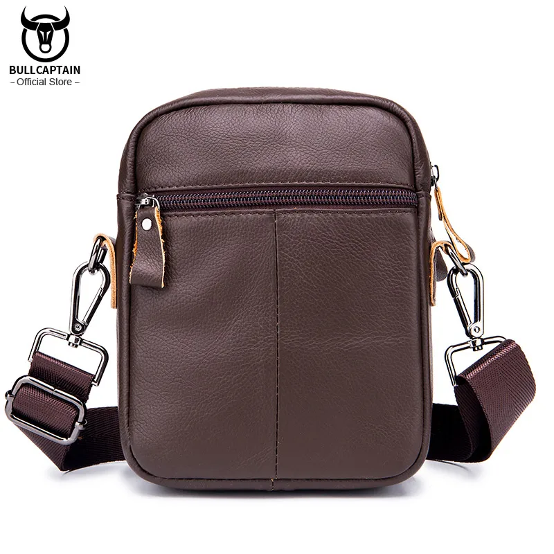 BULLCAPTAIN Men\'s Messenger Bag Leather Bag Vertical Handbag Shoulder Business Casual Retro Vertical Student Mini Cashier