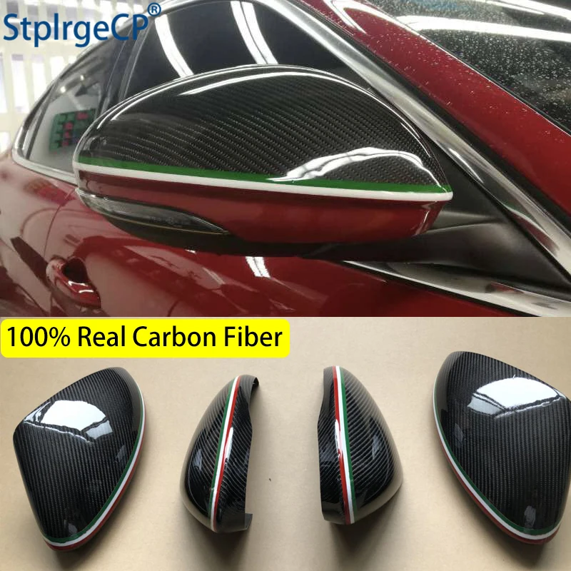 For Alfa Romeo Giulia 952 Stelvio 949 2016-2019 Accessories 100% Real Carbon Fiber Side Mirror Cover Cap Replacement Caps Shell