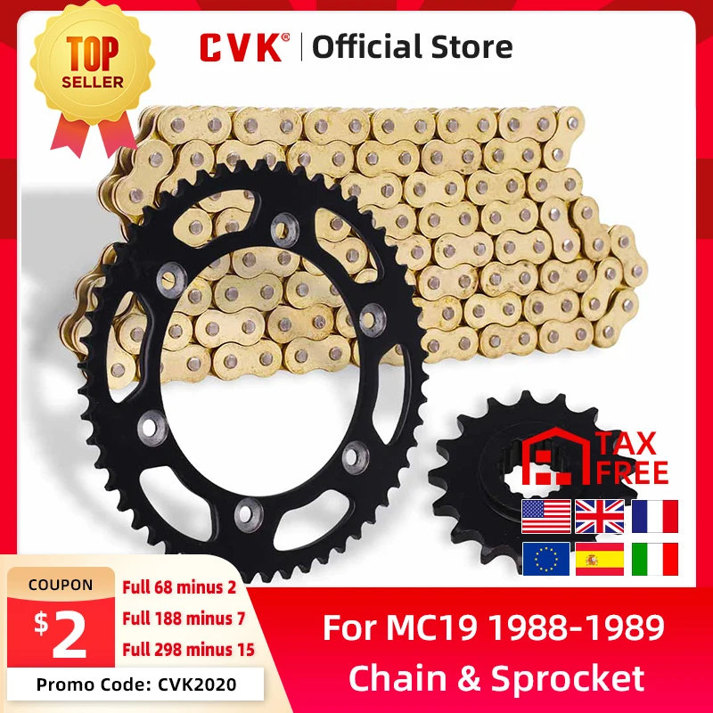 CVK 1 Set Front and Rear Gear Sprocket Chain & DID 428-136 Chain For Honda CBR250 MC19 CBR250RR 1988-1989 Motorcycle Accessories