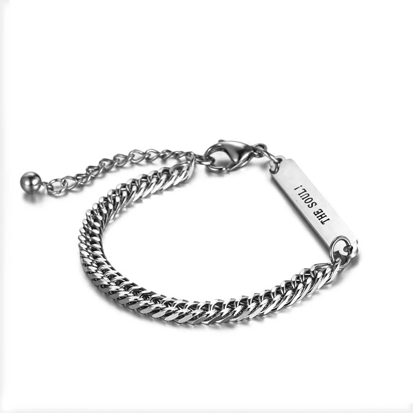 Fashion Styles Boho Mixed Engraved Letter Geometric Stainless Steel Chain Bracelet Wholesale Punk Bangles Jewelry