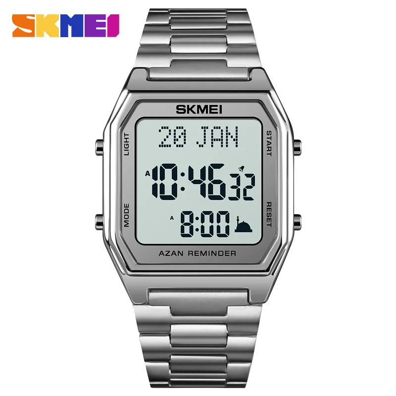 

New Style Men's Watches Fashion Qibla Display Digital Watch Laguage Selection Led Light Electronic Clock Original Brand SKMEI