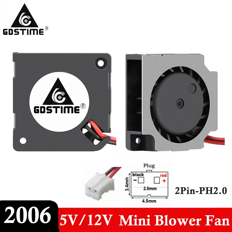 

5 Pcs Gdstime 2006 20mm Mini Turbo Blower Fan DC 5V 12V 2CM 20MM 20x20x6mm Small Computer Ultrathin Fan 2Pin Cooling Cooler Fan