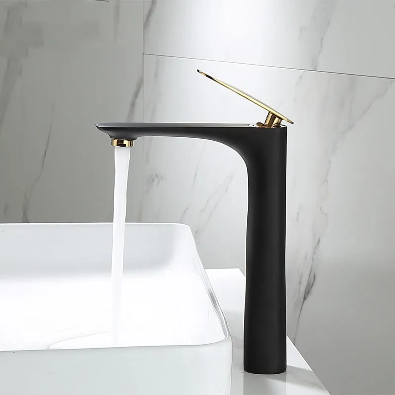 

Basin Faucet Bathroom single lever hot and cold Brass water Mixer Tap Black gold chrome black Basin Water Sink Mixer crane
