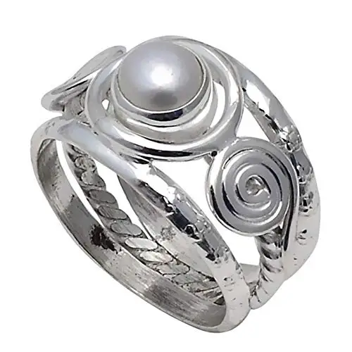 

Genuine Pearl Ring 925 Sterling Silver,USA Size :7.25, 2SR0207