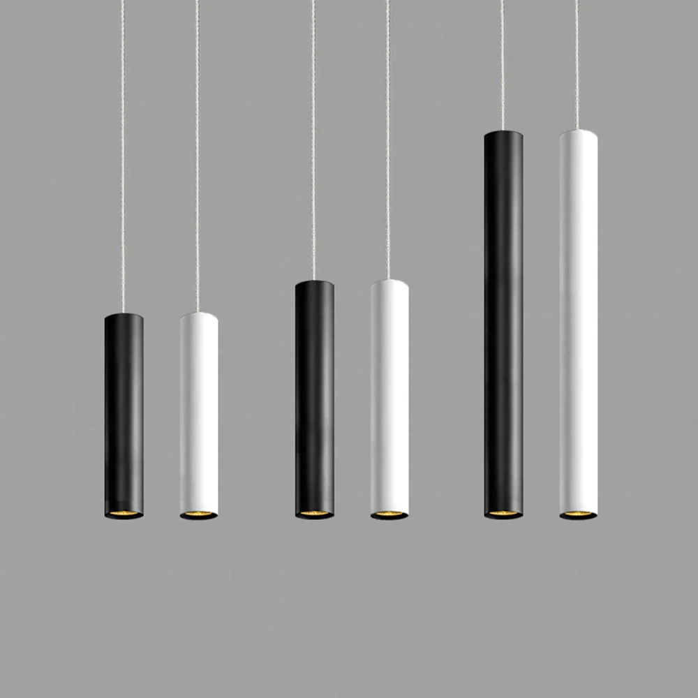 Modern LED Pendant Light Long Tube Pendant lamp Cylinder Pipe Hanging Lamps Island Dining Room Cord Pendant Light Kitchen Lamp