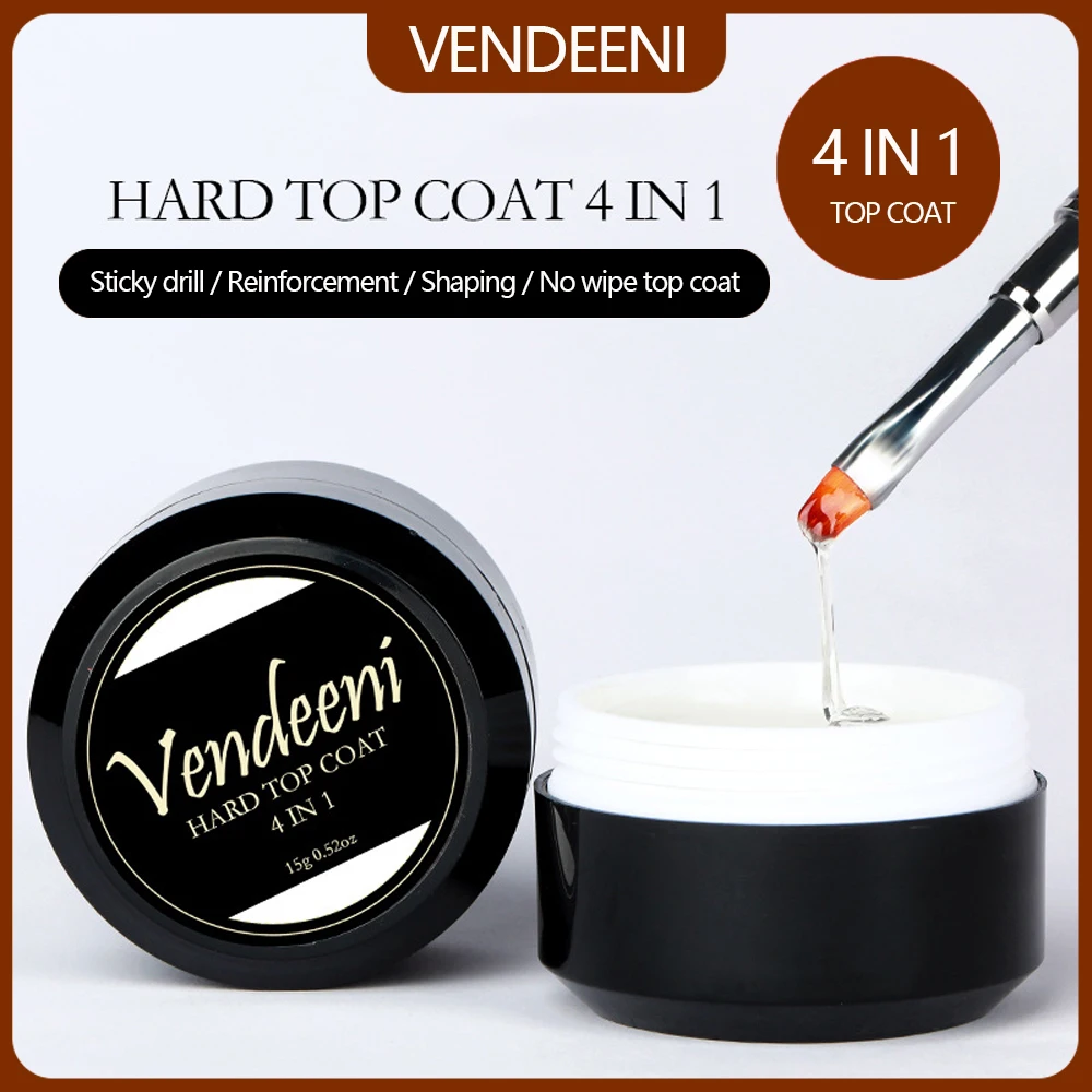 Vendeeni 4 In 1 Super Strong No Wipe Top Coat Gel For Rhinestones Reinforcement Gel Nail Polish Wave Design Manicure Varnish