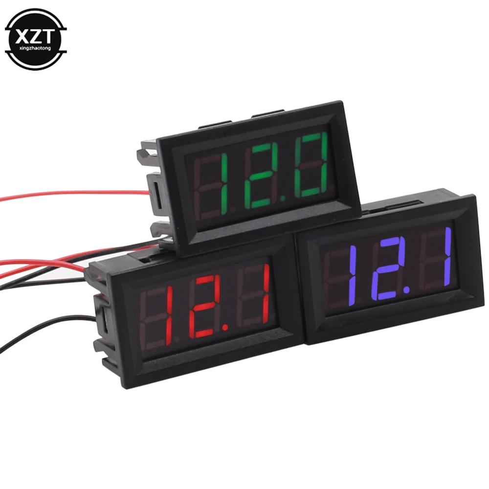 DC 3.5V to 30V Digital Voltmeter Voltage Panel Meter with Red/Blue/Green LEDFor 6V 12V Electromobile Motorcycle Car