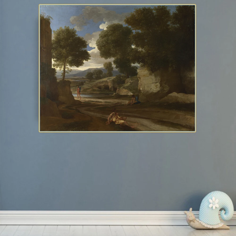 

Картина на холсте «пейзаж с путешественниками», «Николя Пуссен»