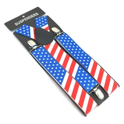 United States American flag Y-back 3.5cm wide suspenders for man Unisex Clip-on pants braces Elastic men's suspender for pant