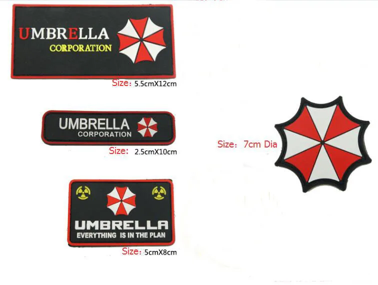 Z motywem Umbrella Corporation pcv 3D gumowa plakietka łatka taktyczna Logo Corp Paintball Insignia