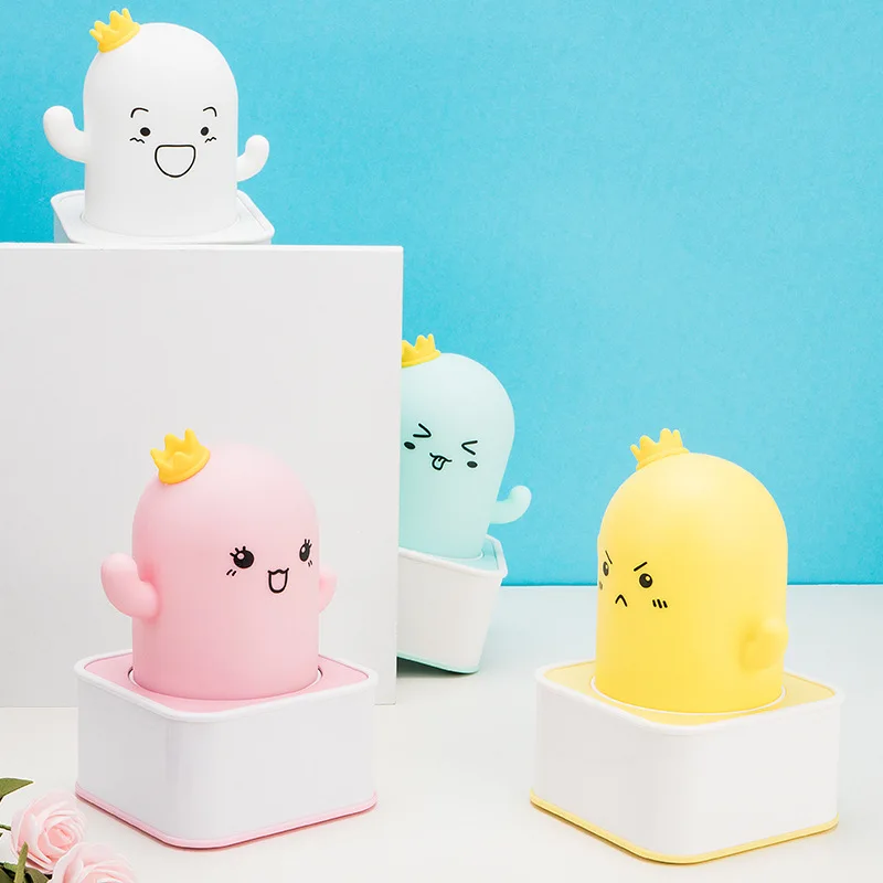 LED Night Light Planet Cactus Table Lamp Silicone Cartoon Soft Remote Control USB Charging Atmosphere LED Beside Moon Lamp