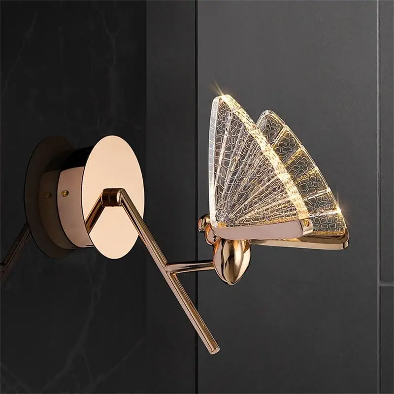 Butterfly LED Wall Light Indoor Decor Bedside Bedroom Wall lamps 110-220V Corridor Hotel Sconce Modern Creative Home Lighting