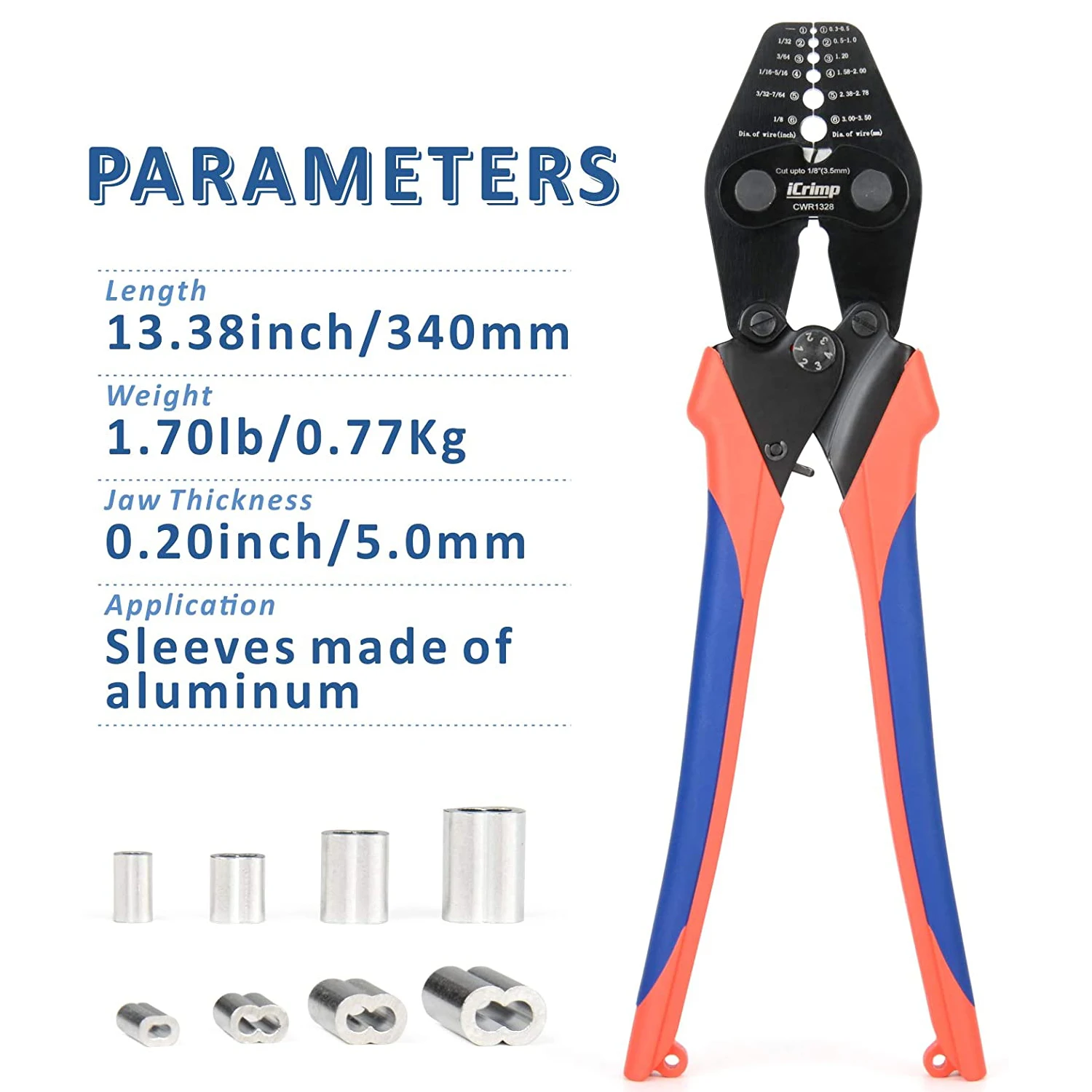 wire rope crimping tool funcao de corte cabo trilhar aluminio oval sleevesdouble barrel virules cwr1522 cwr1328 01