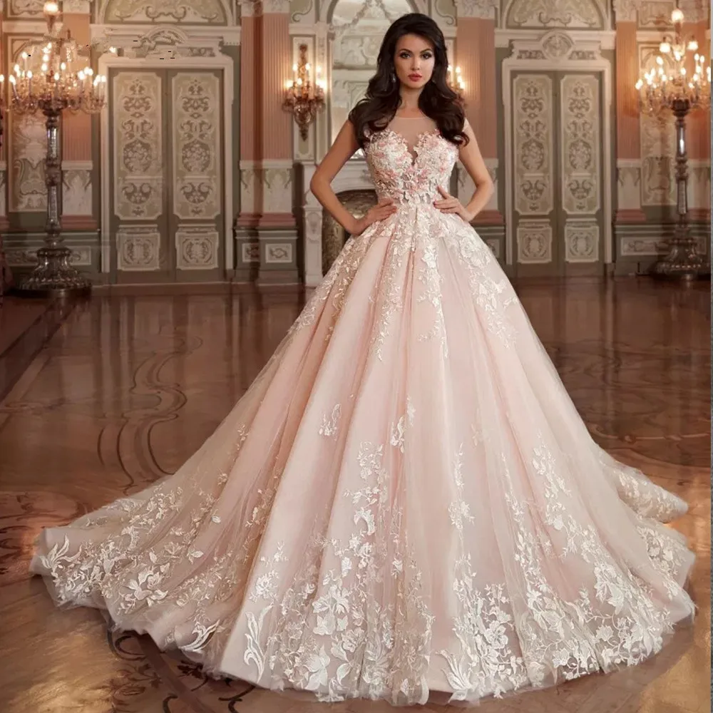 Mới Đến Đầm Vestido De Noiva Princesa Chiếu Trúc Hạt Ren Appliques Bầu Áo Váy Plus Kích Thước Cô Dâu Bầu Plus Kích Thước