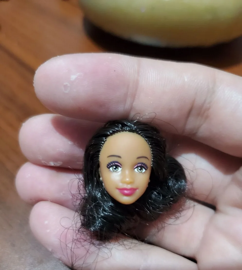 2cm miniature Beautiful girl doll head accessories Long hair short hair Brown Black Wig DIY Make-up toys