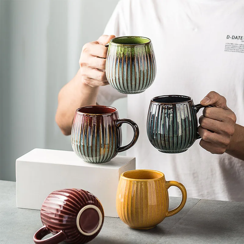 

Japanese-style kiln-style ceramic cups Office Home lovers creative mugs Milk breakfast oatmeal