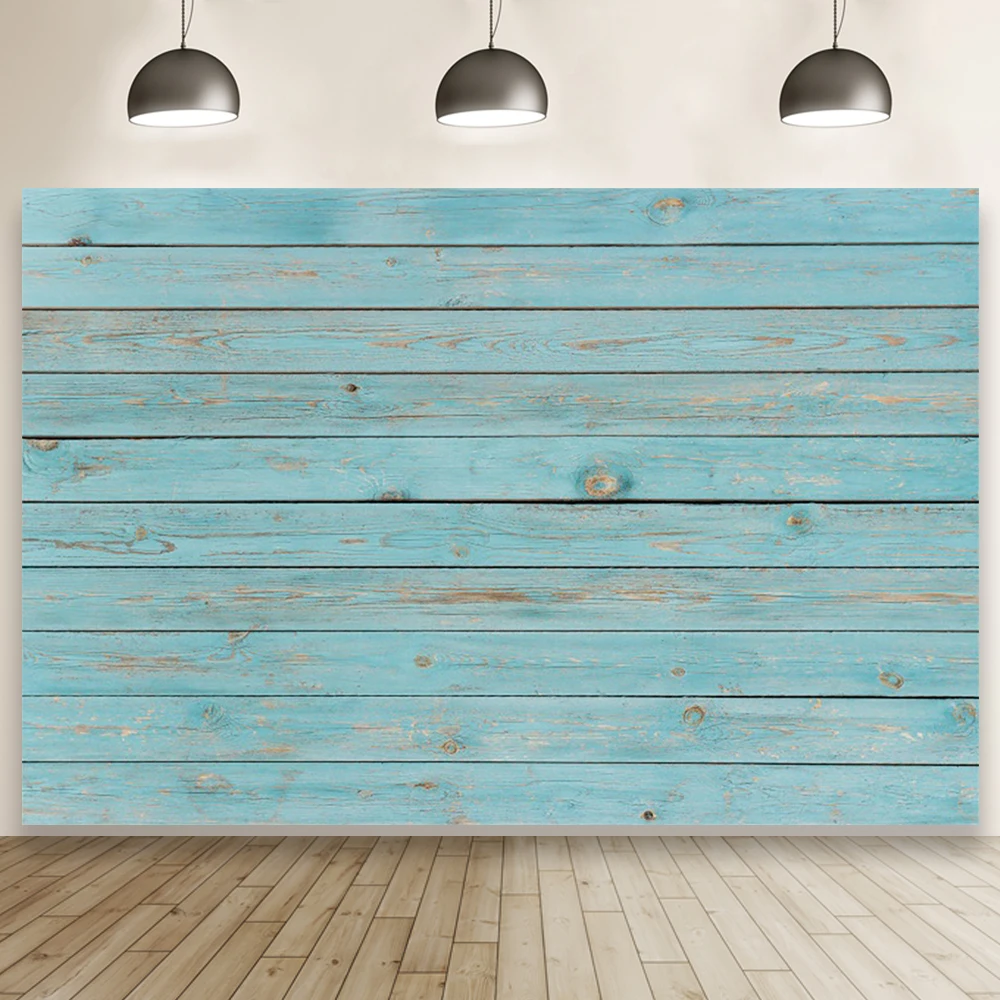 Laeacco Blue Retro Wooden Board Birthday Party Decor Portrait Custom Backdrop Photographic Photo Background For Photo Studio