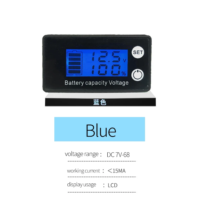 Imagem -04 - Lcd 3s 4s 5s 7s 10s 13s Indicador de Capacidade da Bateria 12v 36v 48v Display Voltímetro Medidor de Temperatura Testador de Nível de Potência 8v60v