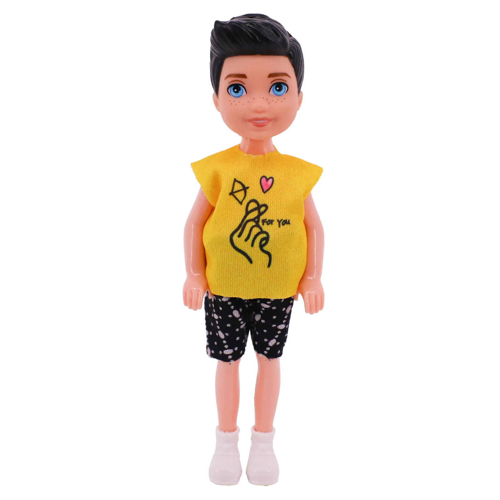 Boy Doll Clothes Cotten Print T-shirt+Shorts Fit For 5Inch American Kelly Doll,Specialiy Mini Doll House Toy,Girl Christmas Gift