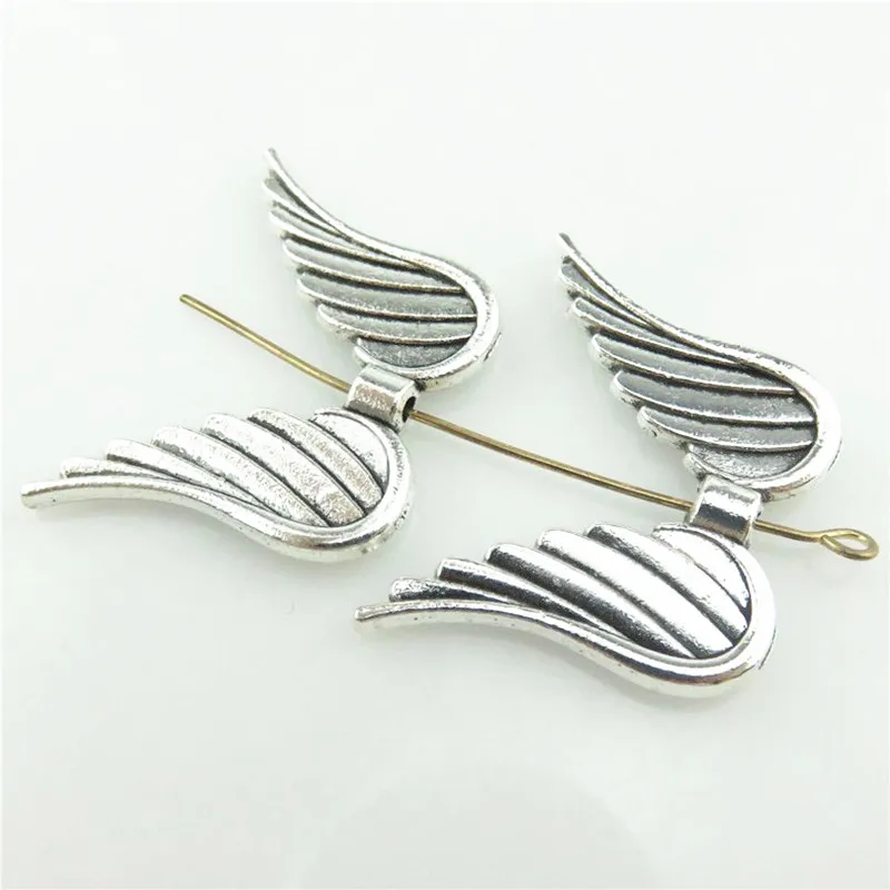 5Pcs/Lot Vintage Angel Feather Wings Spacer Beads Charms Wholesale DIY Alloy Guardian Angel Fairy Wings Pendant Jewelry Finding