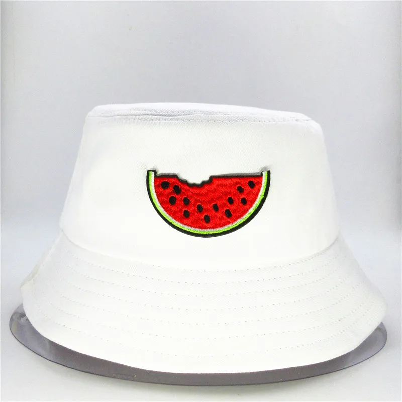 Watermelon fruit  embroidery cotton Bucket Hat Fisherman Hat outdoor travel hat Sun Cap Hats for kid men  Women 225