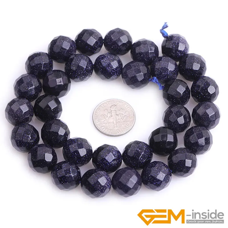 Blue Sandstone Gem Stone Faceted Round Beads For Jewelry Making Strand 15 inch DIY Jewelry Bead For Bracelet 6mm 8mm 10mm 12mm