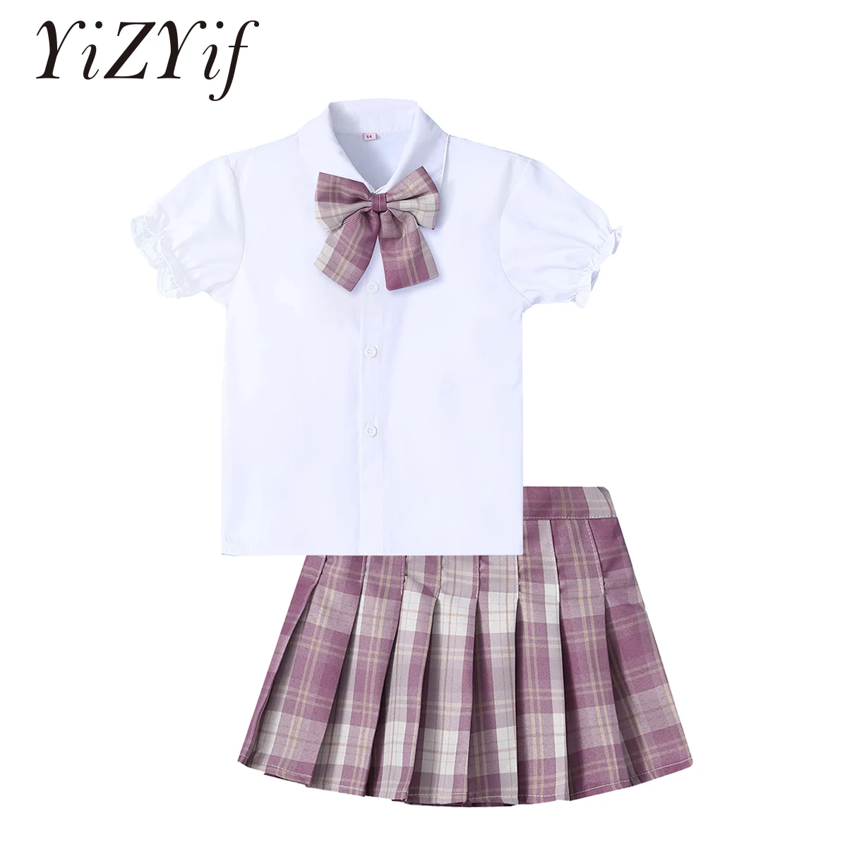 Japanese School Girls Uniform Short Sleeve Ruffle Cuffs Shirt Pleated Skirt Suits Teen Cheerleading Chorus Party Sailor Uniform