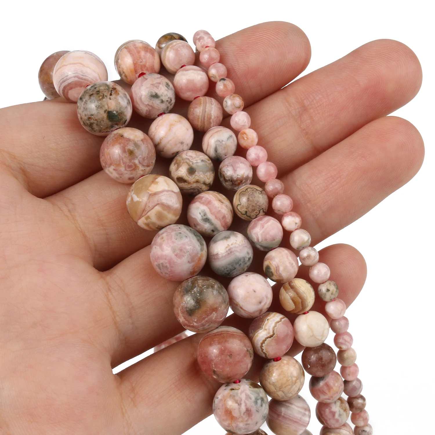 AAA Natural Stone Beads Argentina Rhodochrosite Round Beads for Jewelry Making Bracelets Needlework DIY Accessories 7.5inches