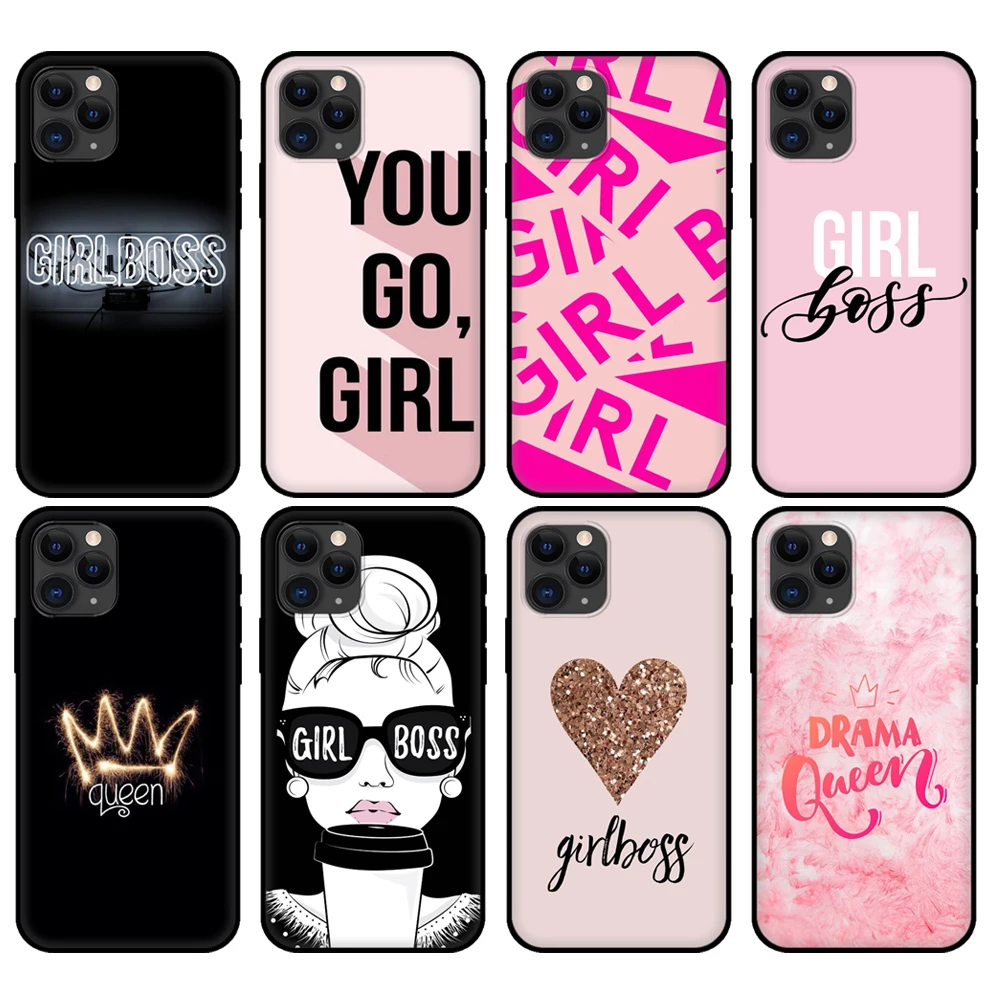 Black tpu case for iphone 5 5s se 2020 6 6s 7 8 plus x 10 XR XS 11 12 mini pro MAX back cover Boss lady Girl power Customer