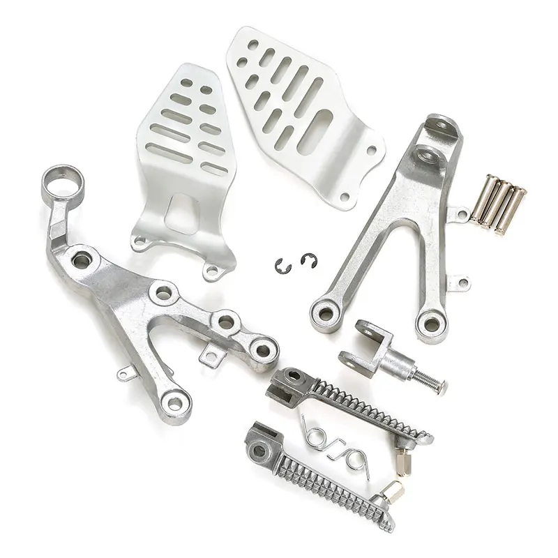 

Motorcycle Silver/Black Front Foot Pegs Footrest Bracket Set For Yamaha YZF R6 2006-2016 2007 2008 2009 2010 2011 2012 13 14 15