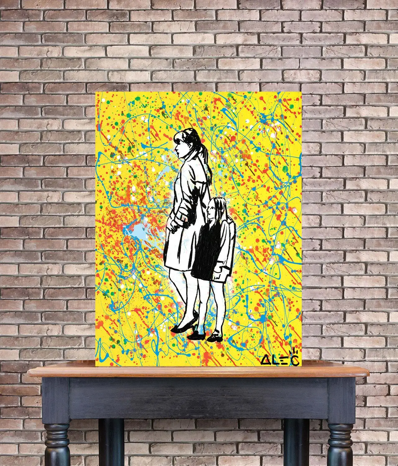 HD Print Alec Monopoly Oil Painting Home Decor Wall Art on Canvas YELLOW WOMEN Canvas Printings Canvas Painting - view 2