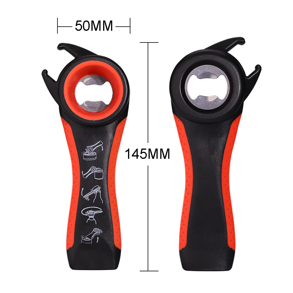 5 In 1 Multi-function Bottle Opener Stainless Steel  Can Bottle Open Plastic Jar Opener Beer Good Kitchen Tools For Bartender