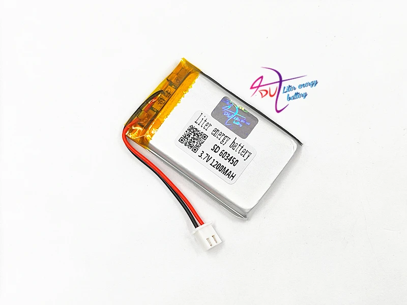 JST 2.54mm 2 pin 603450 3.7V 1200MAH 063450 litowo-polimerowa lipo akumulator do Mp3 słuchawki PAD DVD kamera bluetooth