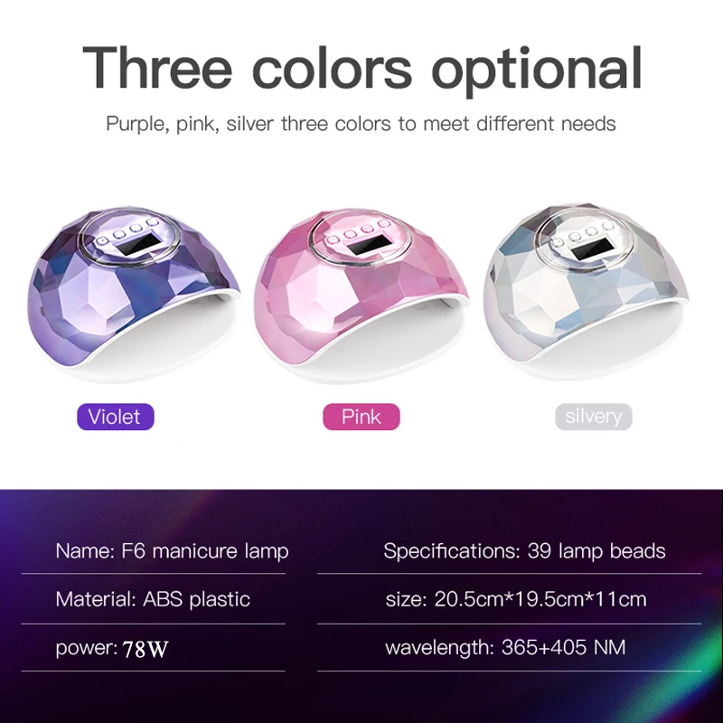 New 78W UV LED Lamp Professional Nail Dryer Manicure Machine For All Gel Nail Polishing Fast Drying Lamp With Timer Smart Sensor