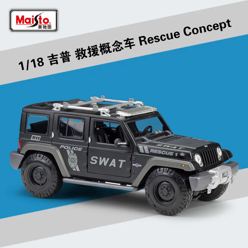 Maisto 1:18 Jeep Rescue Concept Police Car Simulation Alloy Car Model collection gift toy