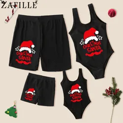 ZAFILLE Christmas Family Swimwear Santa Claus Print Bathing Suit For women Family Swimsuit Men Beach Shorts Women Grils Swimwear