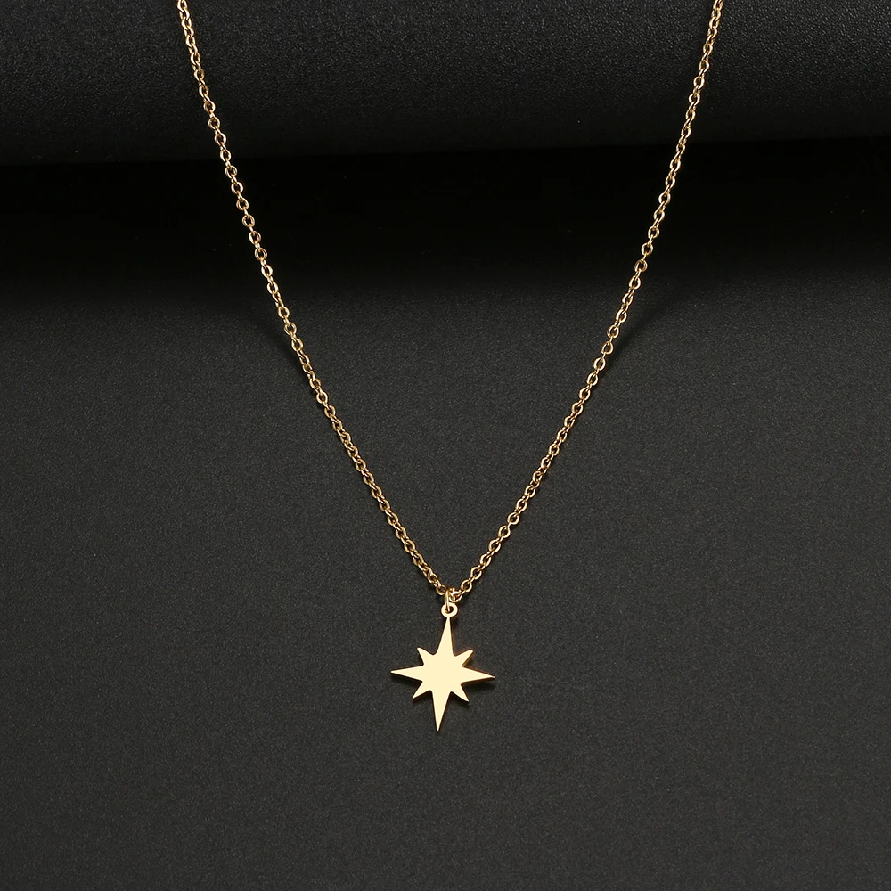 Stainless Steel Necklaces Star Eight-pointed Star Clavicle Pendant Chain Fashion Necklace For Women Jewelry Party Best Gifts NEW