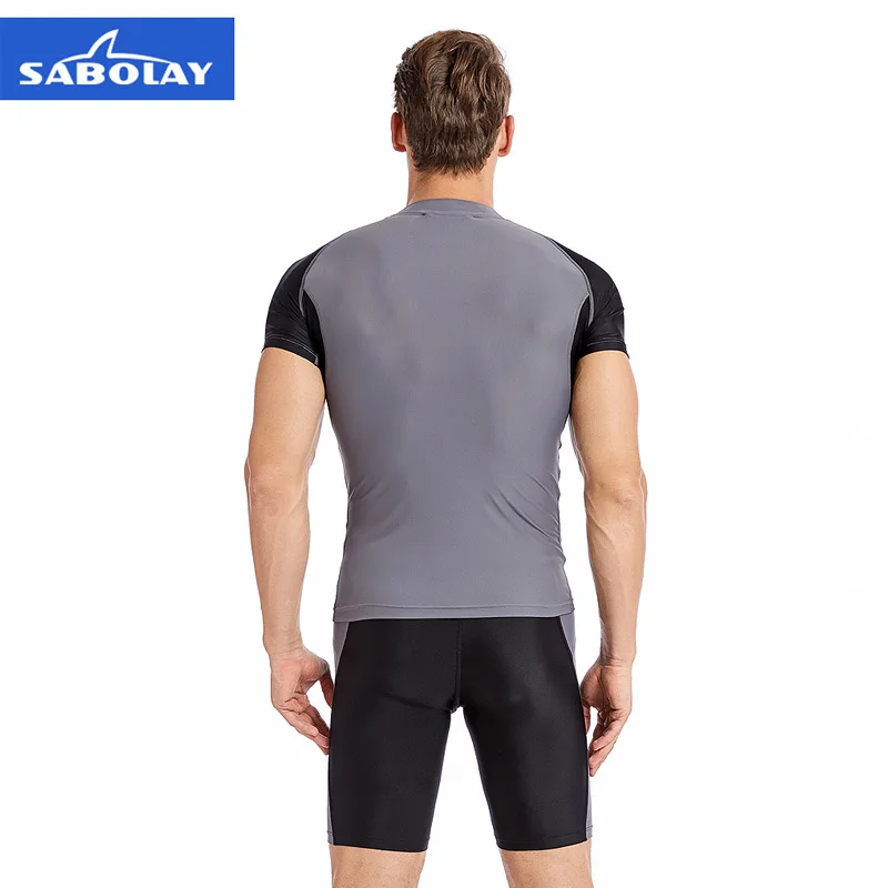 L-5XL Big Size Mens Surf Rash Guard Swim Shirt manica corta costumi da bagno uomo Rashguard Fast Dry Diving muta da nuoto muta abbigliamento