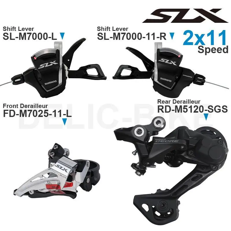 Shimano SLX M7000 2x11v Groupset with SL-M7000 Shifter and FD-M7025 Front Rear Derailleur RD-M5120 2x11-speed Original Parts